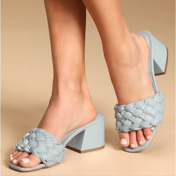 BRAND NEW QUPID CHUNCKY WOVEN HEEL SQUARE TOE HEEL SLIP-ON WOMEN"S SANDAL - Picture 15 of 15